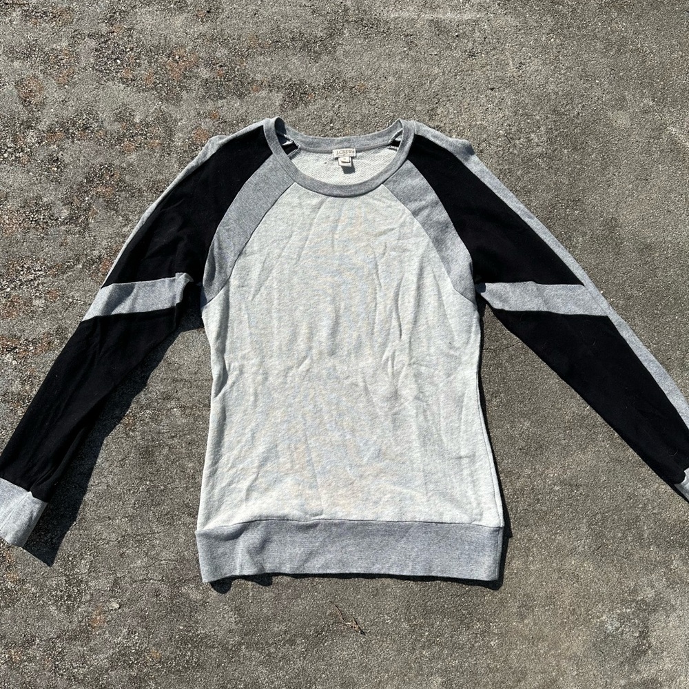 J. Crew Women’s Gray and Black Crewneck Sweater